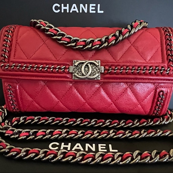 😍VERY RARE😍 CHANEL AGED CHAIN AROUND BOY LONG WALLET ON A CHAIN 😍 - Picture 12 of 15